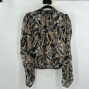 Morgan De Toi Smocked Neck Sheer Blouse Size 42 - US 12